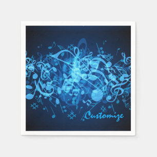 Blue Glow Musiknoten Napkins Serviette