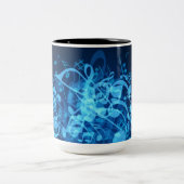 Blue Glow Musiknoten Zweifarbige Tasse (Mittel)