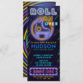 Blue Glow Roller Skaten Ticket Pass Geburtstag Einladung (Vorne/Hinten)