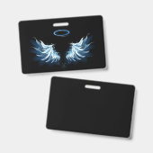 Blue Glowing Angel Wings on black background Ausweis (Front & Back)