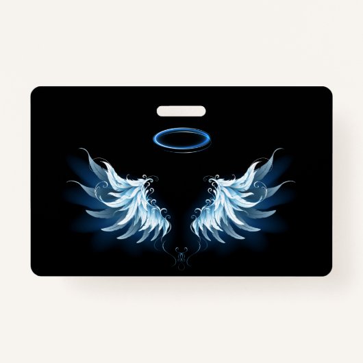 Blue Glowing Angel Wings on black background Ausweis (Vorderseite)