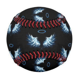 Blue Glowing Angel Wings on black background Baseball
