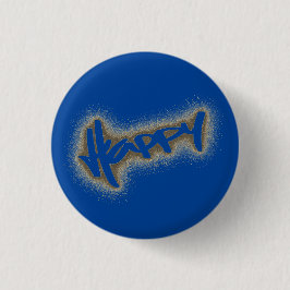 BLUE GLOWING GLÜCKLICH GRAFFITI BUTTON