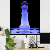 Blue Glowing King Chess Teil Poster (Heimbüro)