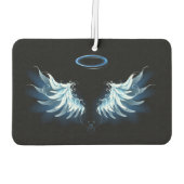 Blue Glows Angel Wings auf schwarzem Hintergrund Autolufterfrischer (Rückseite)