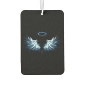 Blue Glows Angel Wings auf schwarzem Hintergrund Autolufterfrischer (Rückseite)