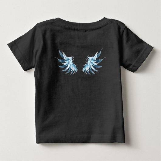 Blue Glows Angel Wings auf schwarzem Hintergrund Baby T-shirt (Rückseite)