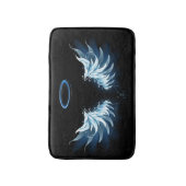 Blue Glows Angel Wings auf schwarzem Hintergrund Badematte (Vorderseite Vertikal)
