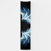 Blue Glows Angel Wings auf schwarzem Hintergrund Banner (Vertikal)