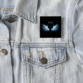 Blue Glows Angel Wings auf schwarzem Hintergrund Button (Beispiel)