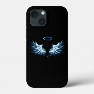 Blue Glows Angel Wings auf schwarzem Hintergrund Case-Mate iPhone Hülle