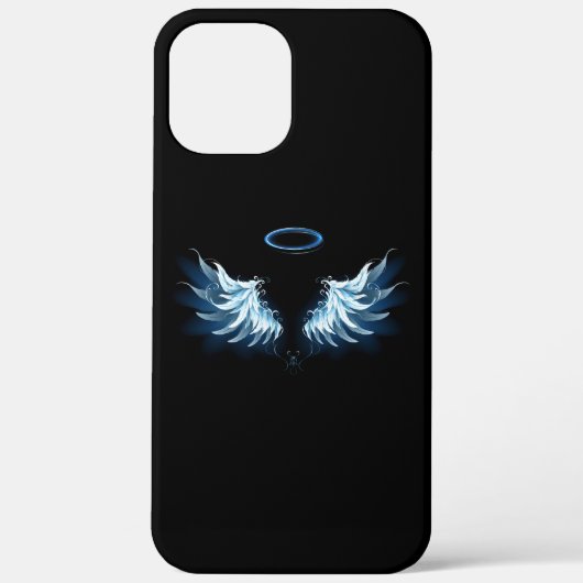 Blue Glows Angel Wings auf schwarzem Hintergrund Case-Mate iPhone Hülle (Rückseite)