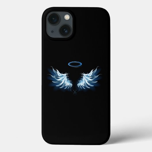 Blue Glows Angel Wings auf schwarzem Hintergrund Case-Mate iPhone Hülle (Rückseite)