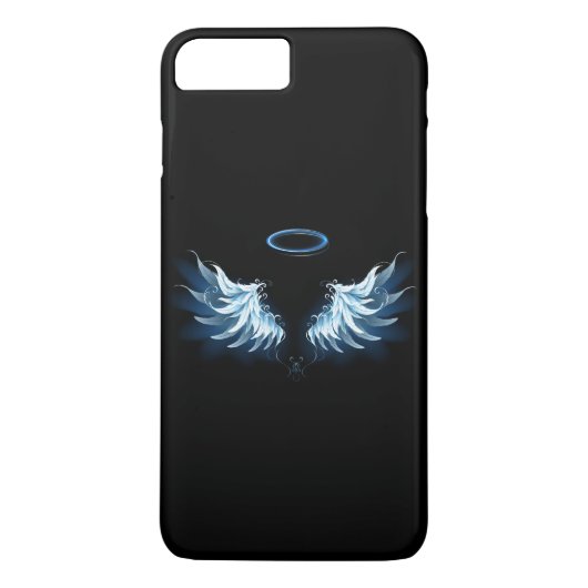Blue Glows Angel Wings auf schwarzem Hintergrund Case-Mate iPhone Hülle (Rückseite)