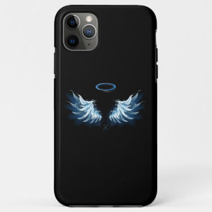 Blue Glows Angel Wings auf schwarzem Hintergrund Case-Mate iPhone Hülle