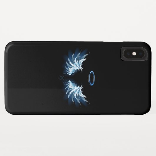 Blue Glows Angel Wings auf schwarzem Hintergrund Case-Mate iPhone Hülle (Rückseite (Horizontal))