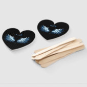 Blue Glows Angel Wings auf schwarzem Hintergrund Fächer (Non-assembled)