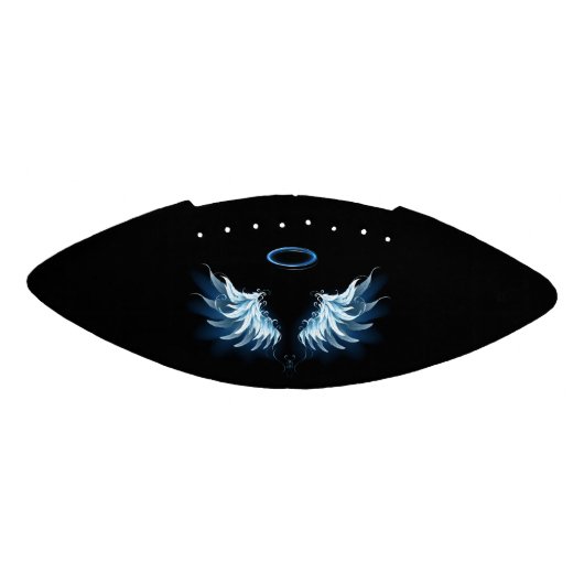 Blue Glows Angel Wings auf schwarzem Hintergrund Football (Panel)