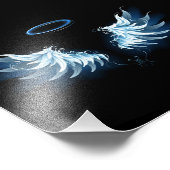 Blue Glows Angel Wings auf schwarzem Hintergrund Fotodruck (Ecke)