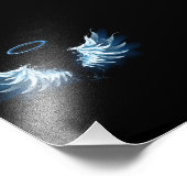 Blue Glows Angel Wings auf schwarzem Hintergrund Fotodruck (Ecke)