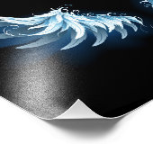 Blue Glows Angel Wings auf schwarzem Hintergrund Fotodruck (Ecke)