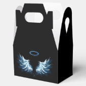 Blue Glows Angel Wings auf schwarzem Hintergrund Geschenkschachtel (Geöffnet)