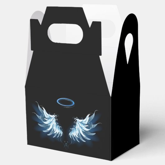 Blue Glows Angel Wings auf schwarzem Hintergrund Geschenkschachtel (Geöffnet)