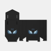 Blue Glows Angel Wings auf schwarzem Hintergrund Geschenkschachtel (Ungefaltet)