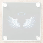 Blue Glows Angel Wings auf schwarzem Hintergrund Glasuntersetzer (Rückseite)