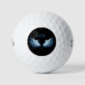 Blue Glows Angel Wings auf schwarzem Hintergrund Golfball (Vorderseite)