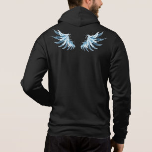 Blue Glows Angel Wings auf schwarzem Hintergrund Hoodie