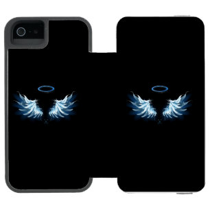 Blue Glows Angel Wings auf schwarzem Hintergrund Incipio Watson™ iPhone 5 Geldbörsen Hülle
