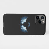 Blue Glows Angel Wings auf schwarzem Hintergrund iPhone Hülle (Rückseite (Horizontal))