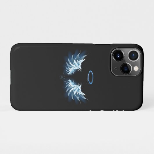 Blue Glows Angel Wings auf schwarzem Hintergrund iPhone Hülle (Rückseite (Horizontal))