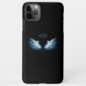 Blue Glows Angel Wings auf schwarzem Hintergrund iPhone Hülle (Rückseite)