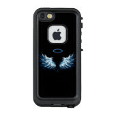 Blue Glows Angel Wings auf schwarzem Hintergrund LifeProof iPhone Hülle (Rückseite)