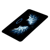 Blue Glows Angel Wings auf schwarzem Hintergrund Magnet (Linke Seite)