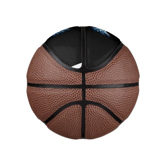 Blue Glows Angel Wings auf schwarzem Hintergrund Mini Basketball (Rechts)