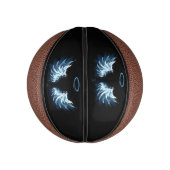 Blue Glows Angel Wings auf schwarzem Hintergrund Mini Basketball (Vertikal)