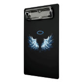 Blue Glows Angel Wings auf schwarzem Hintergrund Mini Klemmbrett (Gewinkelt2)