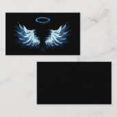 Blue Glows Angel Wings auf schwarzem Hintergrund Mitteilungskarte (Vorne/Hinten)