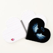 Blue Glows Angel Wings auf schwarzem Hintergrund Notizblock (Innenseite)