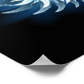 Blue Glows Angel Wings auf schwarzem Hintergrund Poster (Ecke)