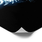 Blue Glows Angel Wings auf schwarzem Hintergrund Poster (Ecke)