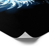 Blue Glows Angel Wings auf schwarzem Hintergrund Poster (Ecke)