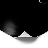 Blue Glows Angel Wings auf schwarzem Hintergrund Poster (Ecke)