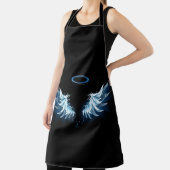 Blue Glows Angel Wings auf schwarzem Hintergrund Schürze (InSitu)