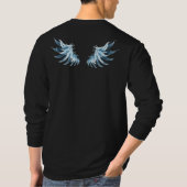 Blue Glows Angel Wings auf schwarzem Hintergrund T-Shirt (Rückseite)