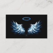 Blue Glows Angel Wings auf schwarzem Hintergrund Telefonnummerkarte (Vorderseite)