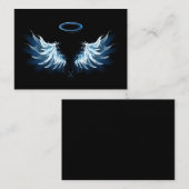 Blue Glows Angel Wings auf schwarzem Hintergrund Telefonnummerkarte (Vorne/Hinten)